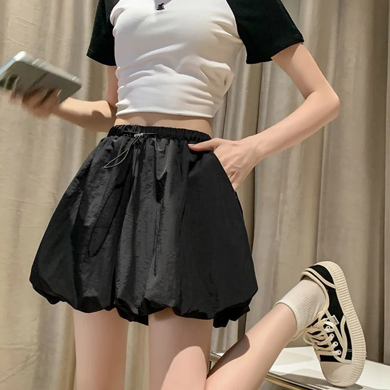 Fashion Elegant Drawstring Skirt Shorts Women Casual Lantern Short Pant - Image 3