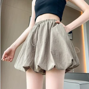 Fashion Elegant Drawstring Skirt Shorts Women Casual Lantern Short Pant