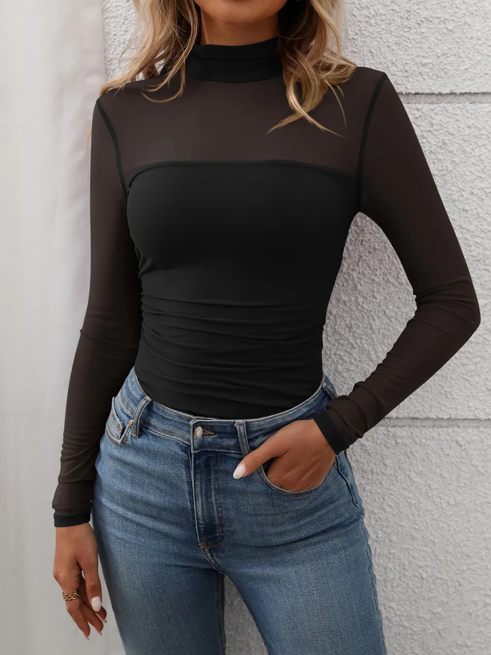 Mock Neck Long Sleeve Top