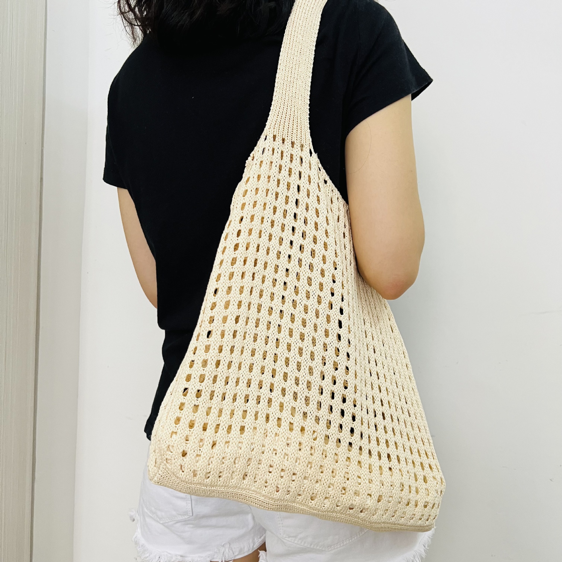 Knitted Bag Hollow Bag Simple Bag Shoulder Bag Beach Bag Handbag Women