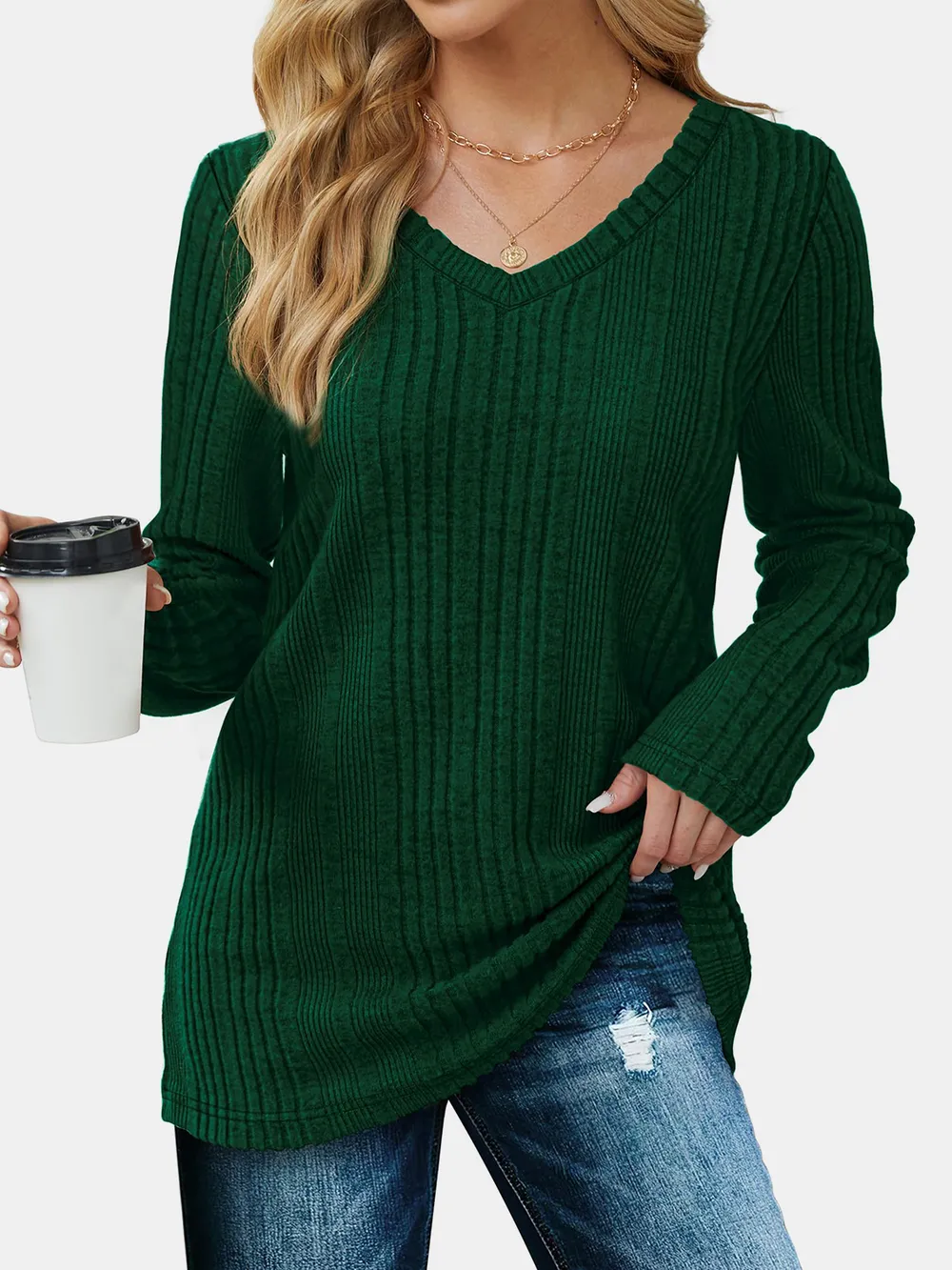 Solid color knitted sweater lightweight waistband sweater fashionable - Image 11