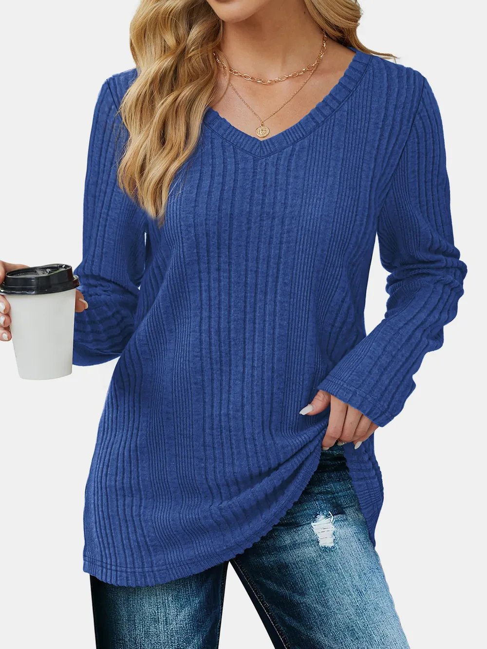 Solid color knitted sweater lightweight waistband sweater fashionable - Image 4