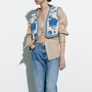 Summer New Embroidered Open Top