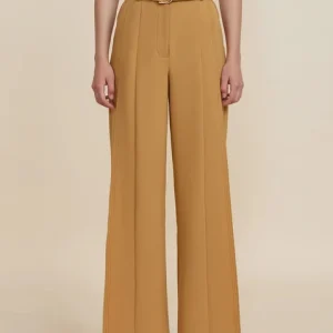 Solid Elegant Pants For Women High Waist Full Length Patchwork Belt Casual Wide Leg Pant Female Fashion Clothing