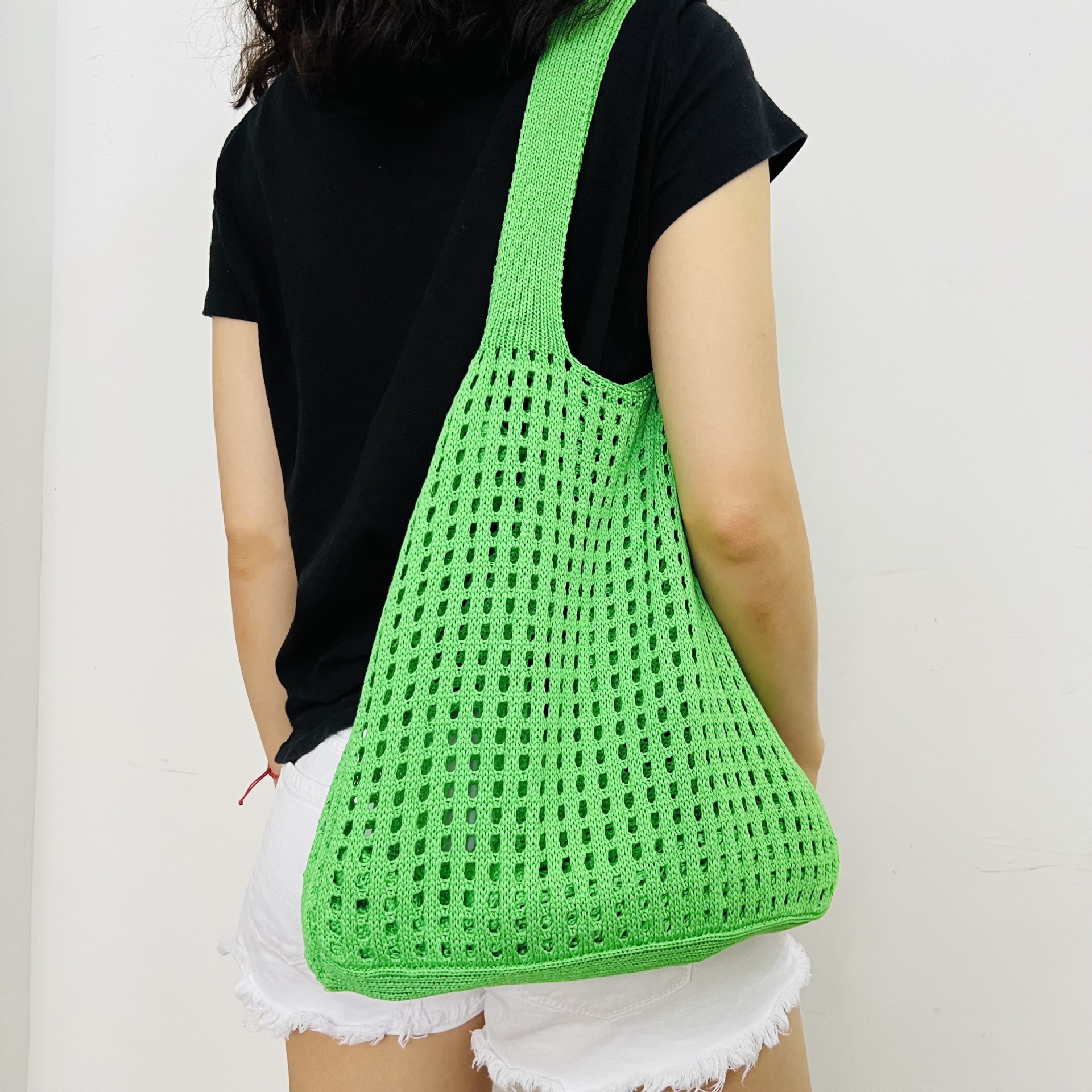 Knitted Bag Hollow Bag Simple Bag Shoulder Bag Beach Bag Handbag Women - Image 3