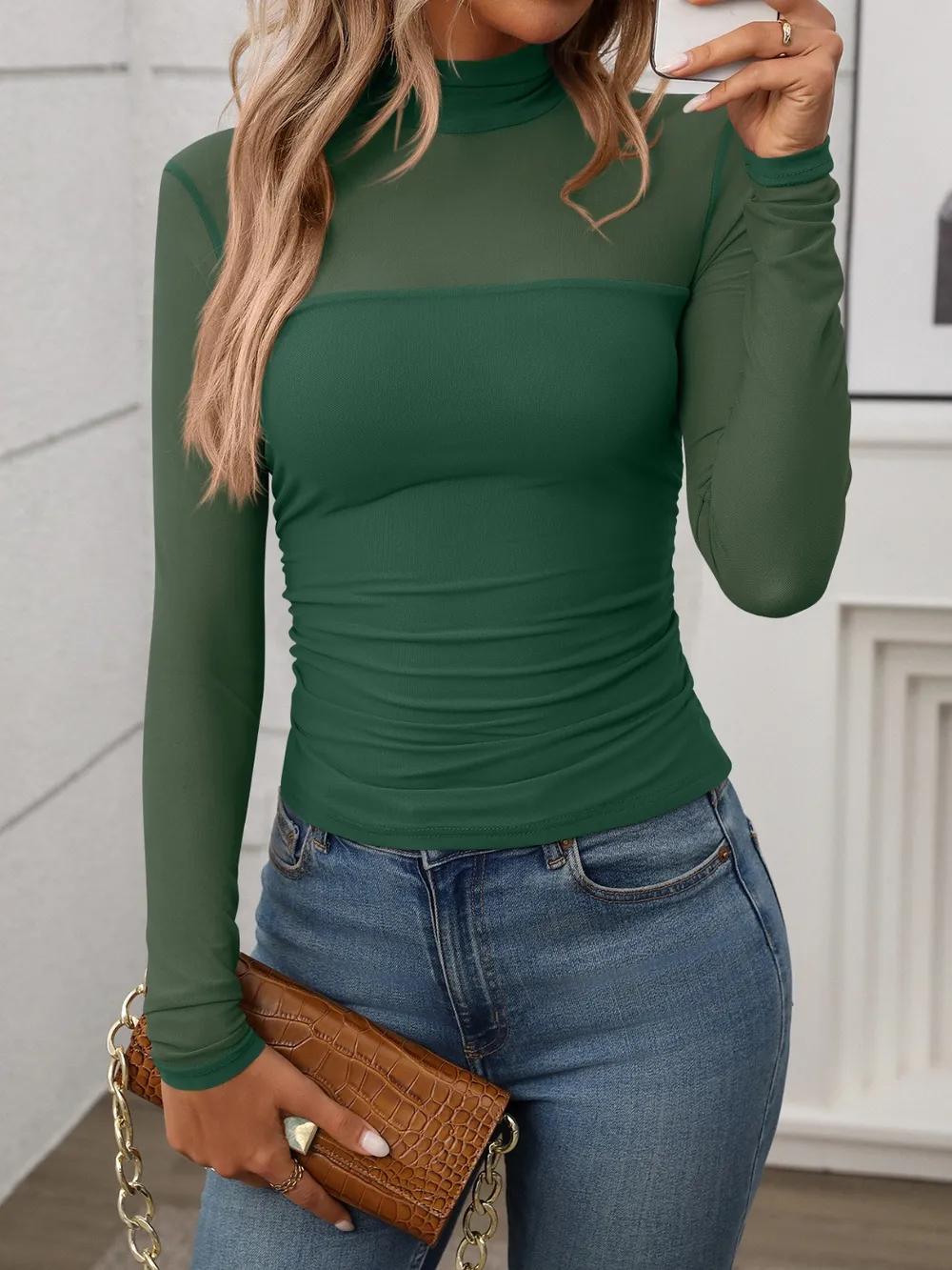 Mock Neck Long Sleeve Top - Image 23