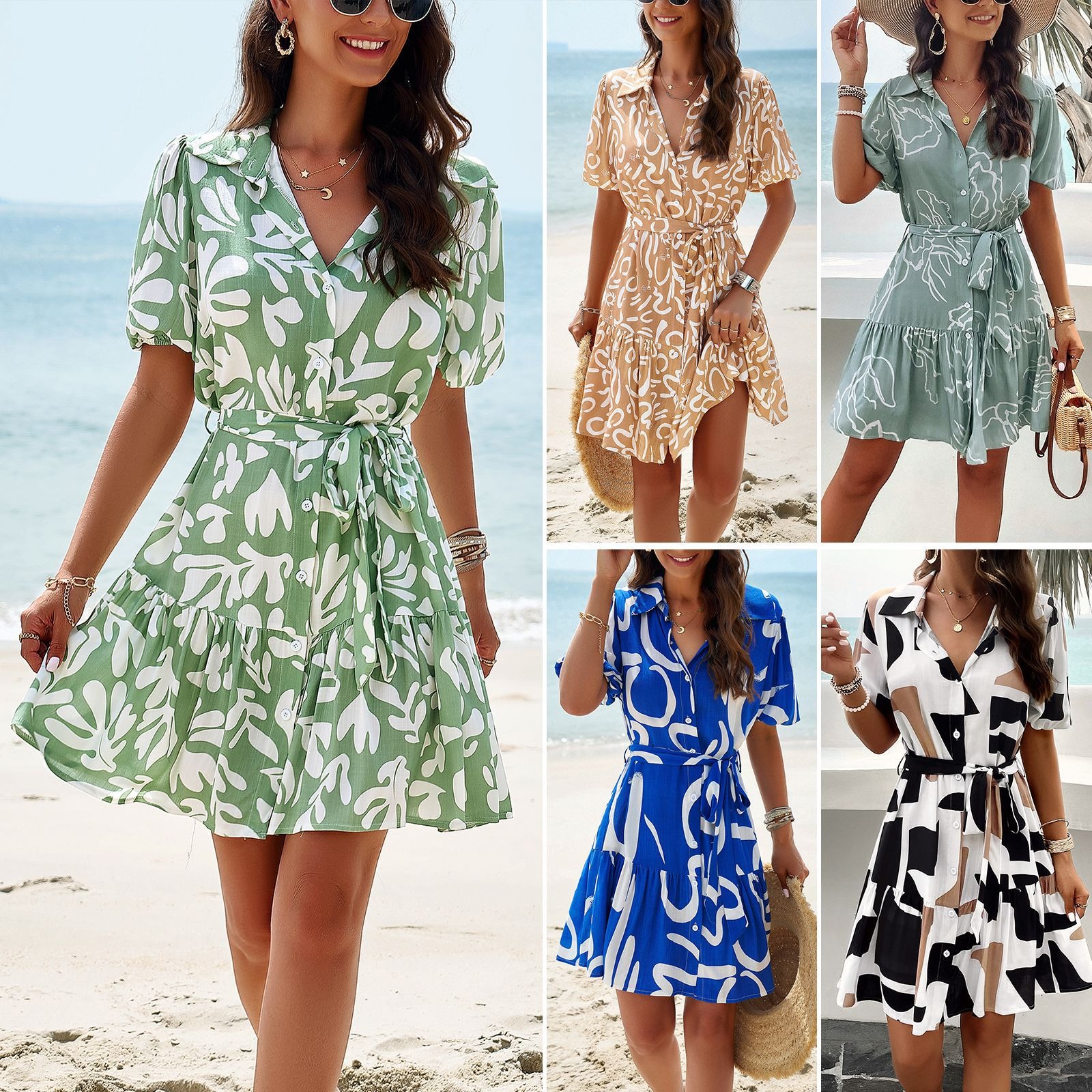 Dress elegance printed short sleeve dress - Image 10
