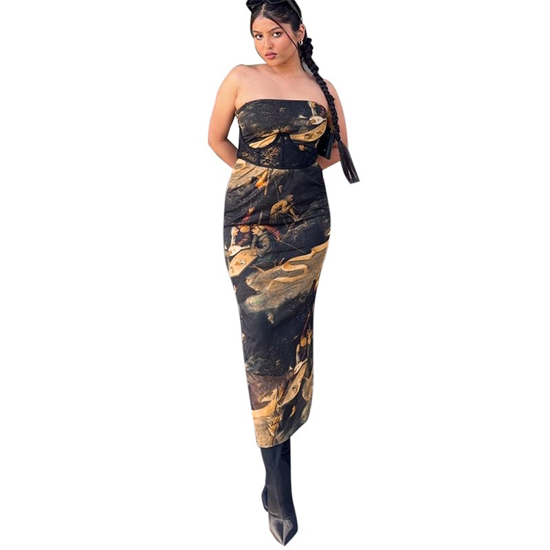 new sexy tube top printed dress slim dress - Image 5