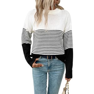 Striped contrasting top sweater