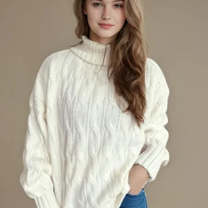 Sweater women's solid color commuting women's loose pullover knitted sweater