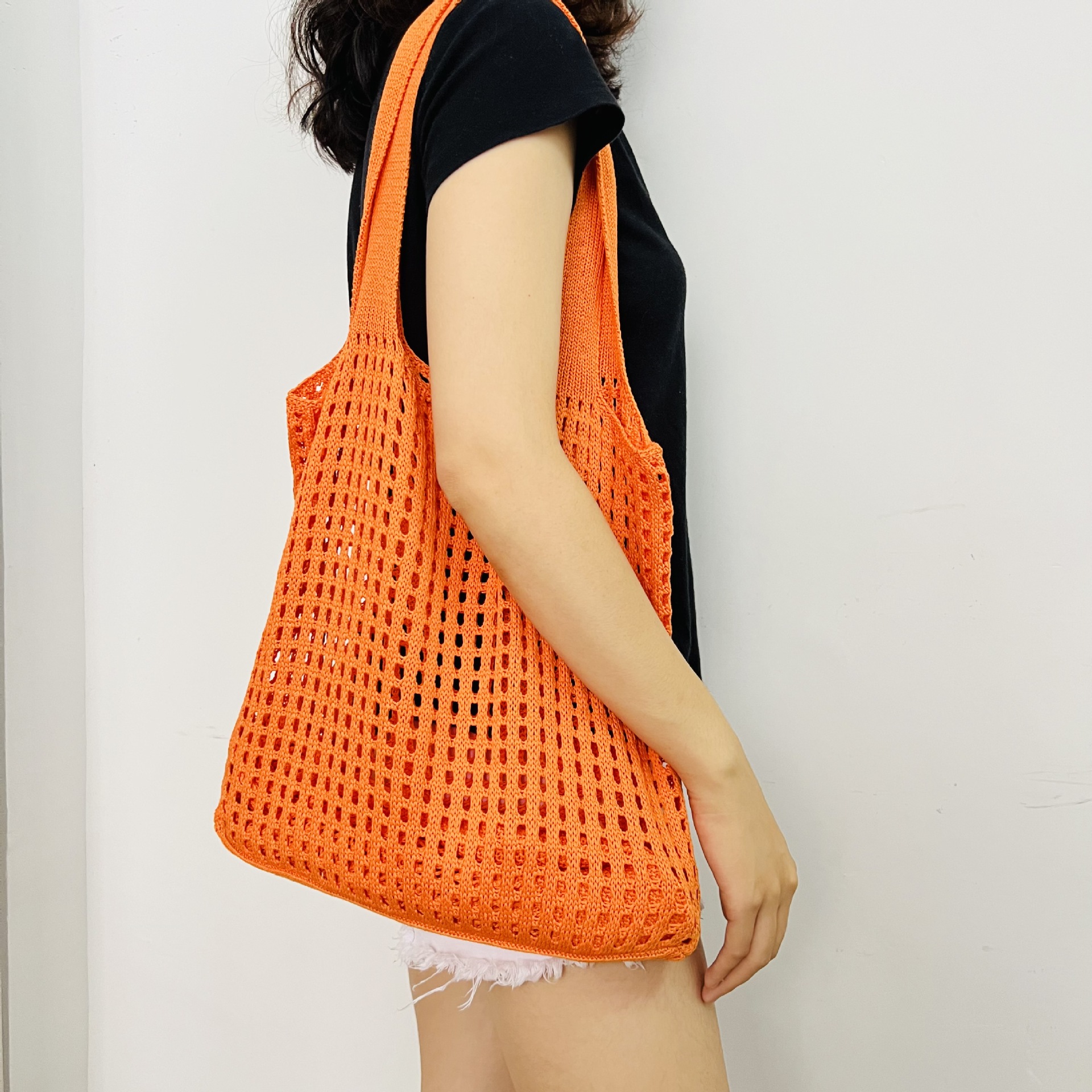 Knitted Bag Hollow Bag Simple Bag Shoulder Bag Beach Bag Handbag Women - Image 2