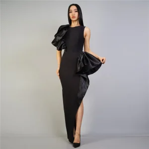Ruffle Edge Elastic Slim Fit Bandage Dress Evening Dress