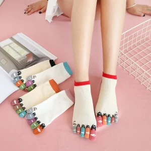 Women Cute Print Happy Socks Colorful Toe Funny Five Finger Harajuku Socks Cotton Funny Socks