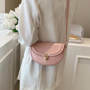 Leather Crossbody Bags for Women Female New Spring Trend Fashion Solid Color Simple Saddle Bag Female Handbags and Purses
