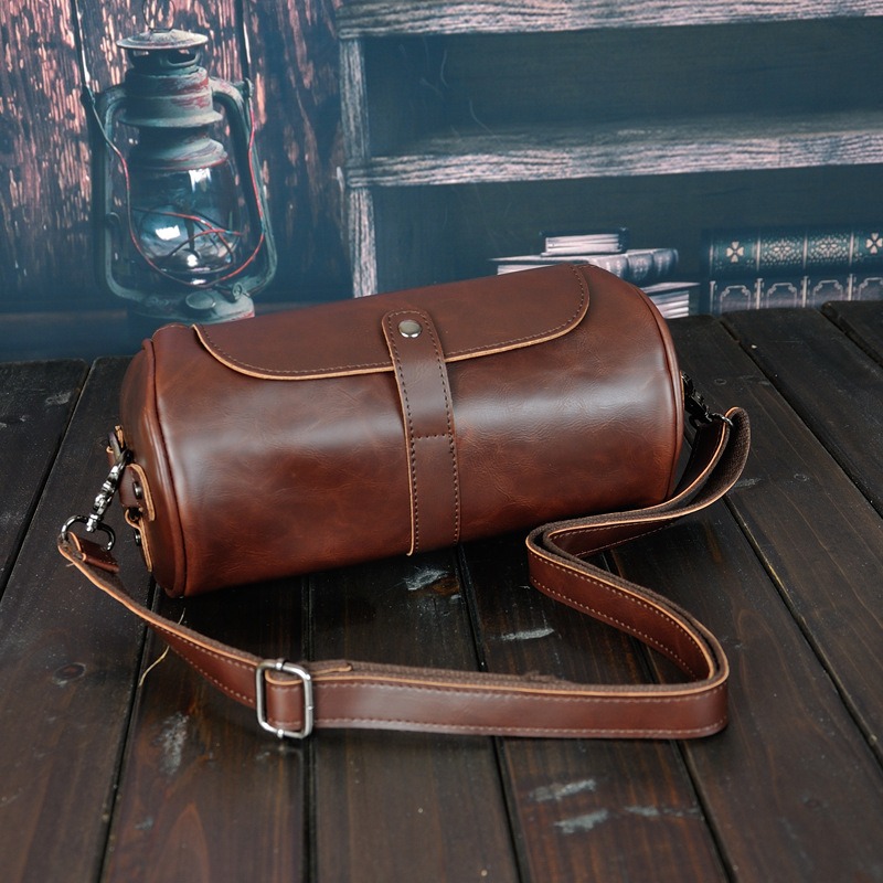 Stylish Men's Single Shoulder Cylindrical Bag, Retro Trendy Personalized Creative Cylindrical Bag - Image 9