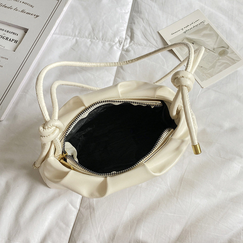 Cloud Bag Women's Summer New Soft Leather Texture Pleated Shoulder Bag Western Style Armpit Bag Casual Handbag - Image 4