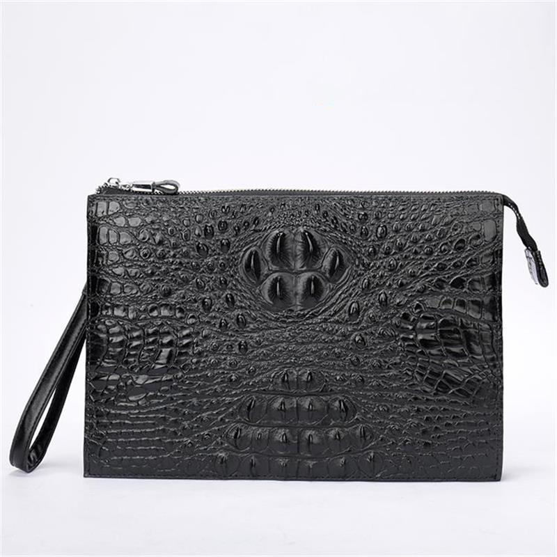 Men's Genuine Leather Underarm Bag with Zipper, Cowhide Crocodile Pattern, Men's Mobile Phone Bag - Image 2