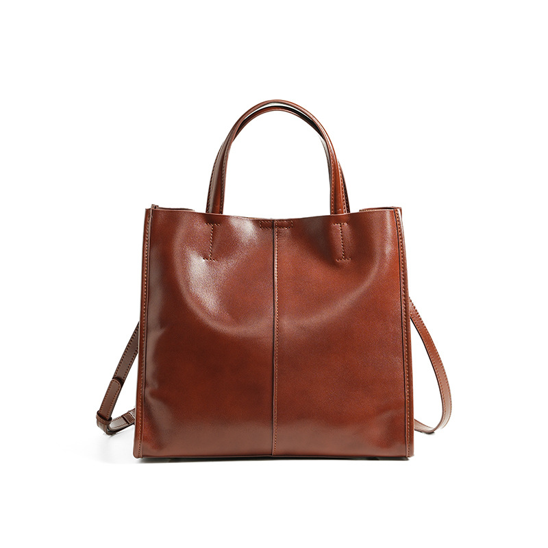Leather Tote Bag for Women, Genuine First Layer Vegetable-Tanned Leather, Large Capacity, Fashionable and Versatile Handbag - Image 4