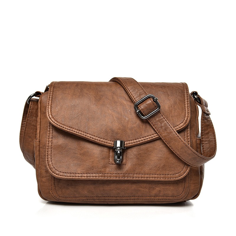 Soft leather fashionable retro single shoulder crossbody bag - Image 2