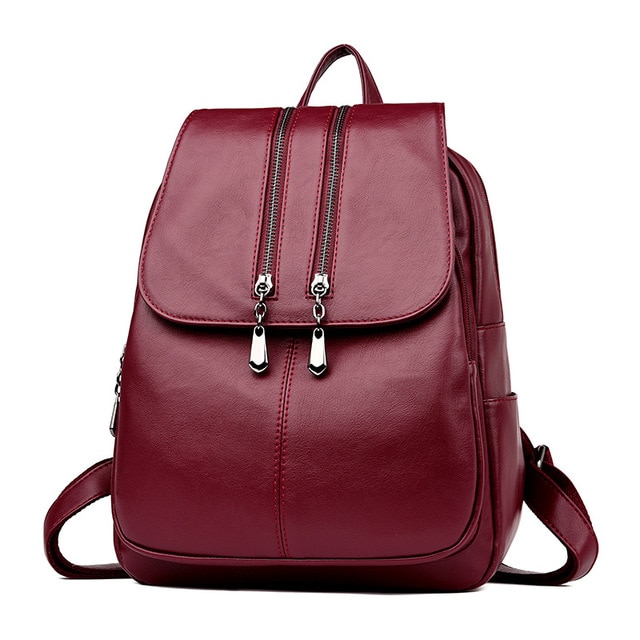 Laptop Backpack Women's Leather Luxury Backpack Women Fashion Backpack Satchel School Bag - Image 5