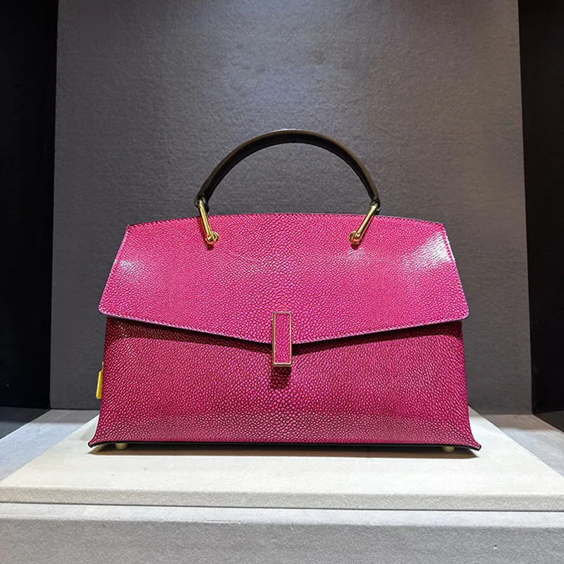 Pearl Fish Leather Pattern Women Handbags Shell Bag Cowhide Leather Lady Shoulder Messenger Bag Large Capacity Fashion Bags - Image 4