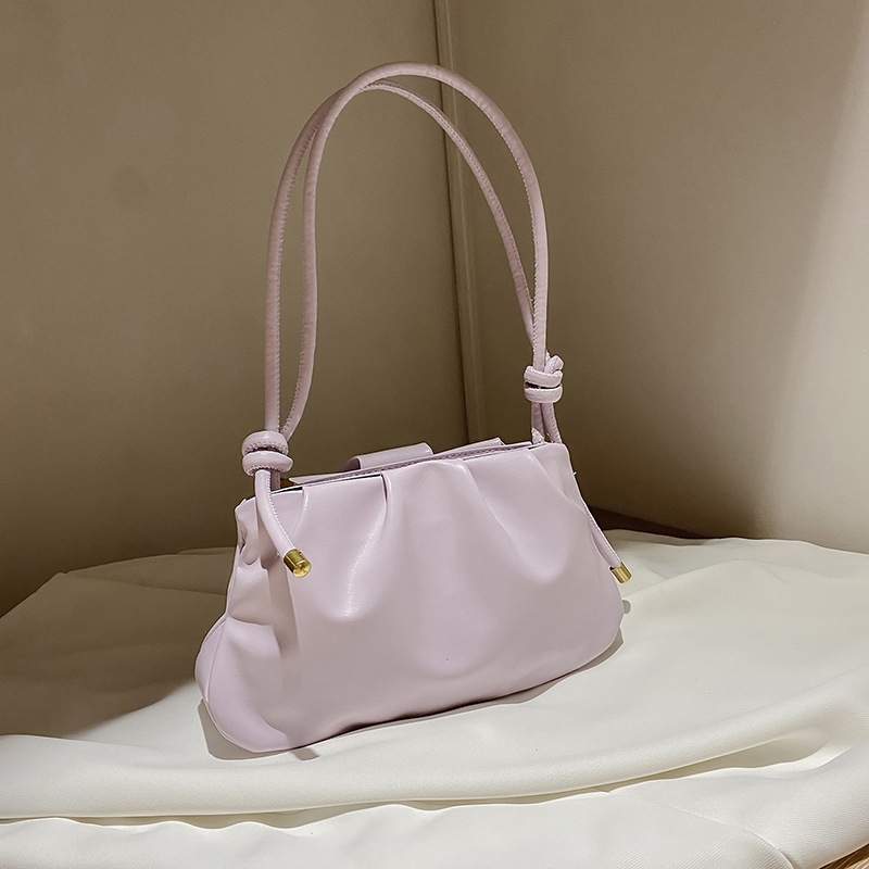 Cloud Bag Women's Summer New Soft Leather Texture Pleated Shoulder Bag Western Style Armpit Bag Casual Handbag - Image 5
