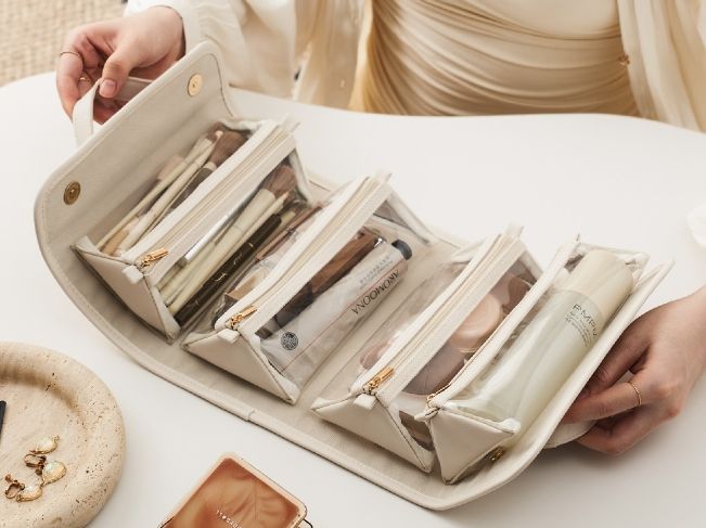 Folding makeup bag large capacity portable handbag travel makeup bag storage bag waterproof toiletries bag - Image 2