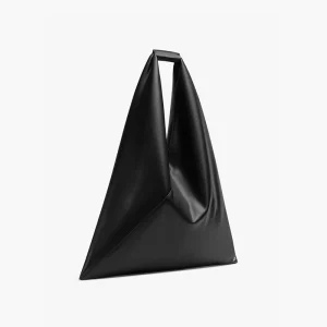 Classical Black Triangle Genuine Leather Tote Bag Simple Designer Luxury Women Shopper Handbag Casual Shoulder Hobo Purse
