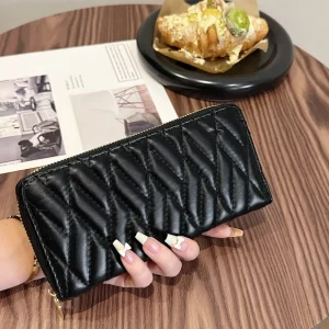 Genuine leather solid color wallet, handbag