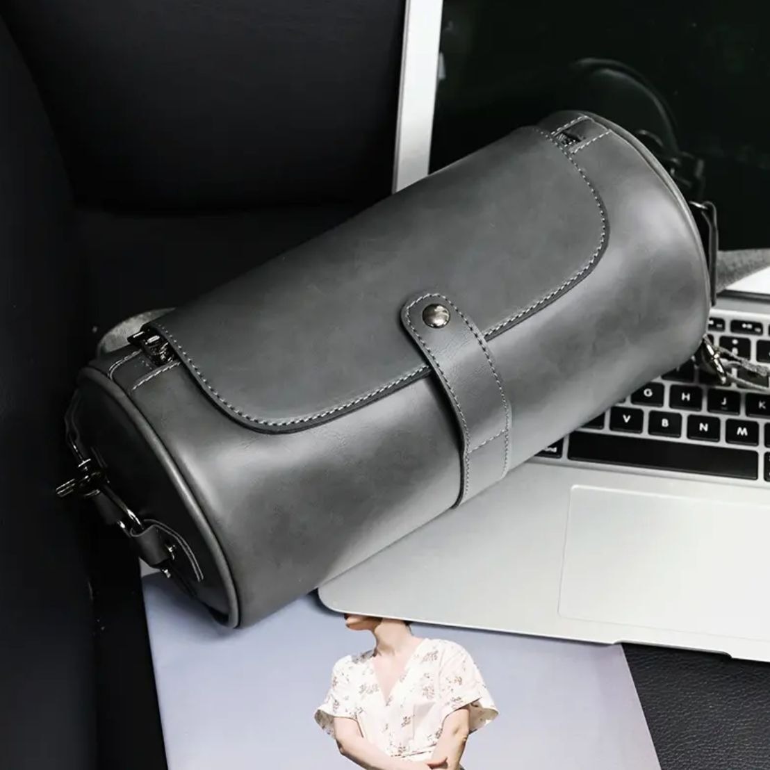 Stylish Men's Single Shoulder Cylindrical Bag, Retro Trendy Personalized Creative Cylindrical Bag - Image 3