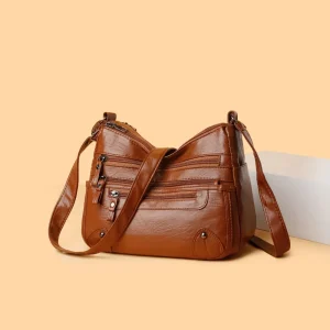 Leather Multi Pockets Shoulder Bag