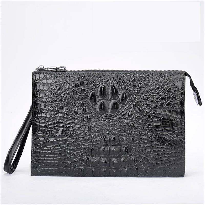 Men's Genuine Leather Underarm Bag with Zipper, Cowhide Crocodile Pattern, Men's Mobile Phone Bag - Image 3