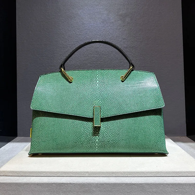 Pearl Fish Leather Pattern Women Handbags Shell Bag Cowhide Leather Lady Shoulder Messenger Bag Large Capacity Fashion Bags - Image 5