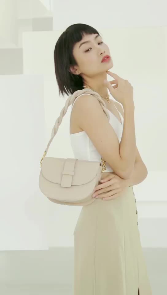 Women's new trend semi-circle leather bag underarm small round bag shoulder messenger bag - Image 2