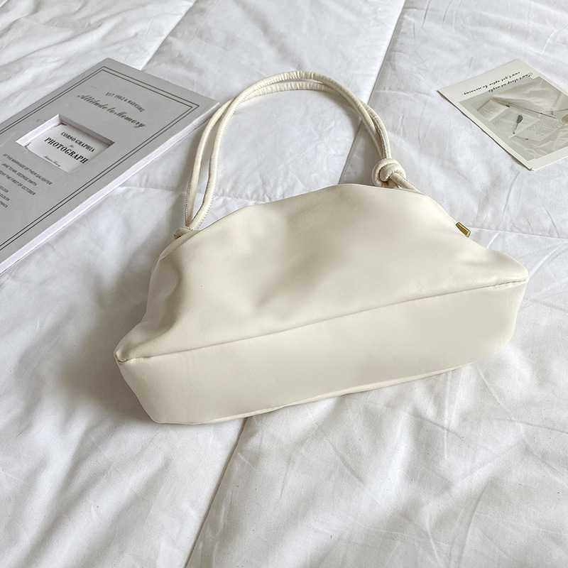Cloud Bag Women's Summer New Soft Leather Texture Pleated Shoulder Bag Western Style Armpit Bag Casual Handbag - Image 2