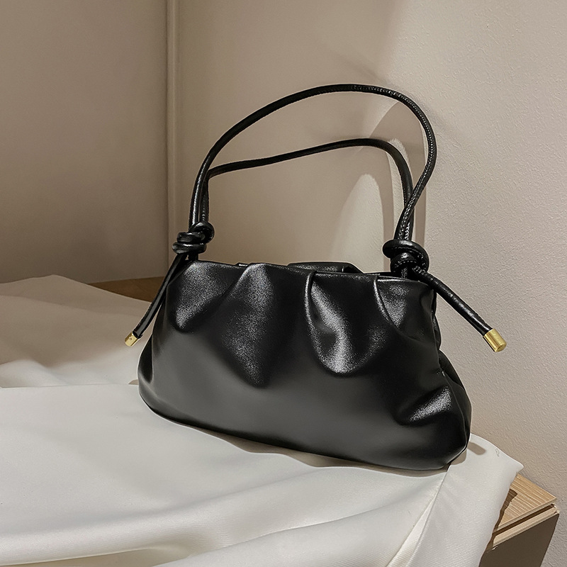 Cloud Bag Women's Summer New Soft Leather Texture Pleated Shoulder Bag Western Style Armpit Bag Casual Handbag - Image 7