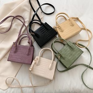 Small Crocodile Pattern Solid Color Leather Crossbody Bags For Women Summer Lady Shoulder Handbags Female Simple Totes