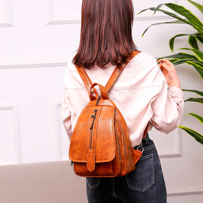Women's leather backpack, high-quality women's backpack, new model - Image 2
