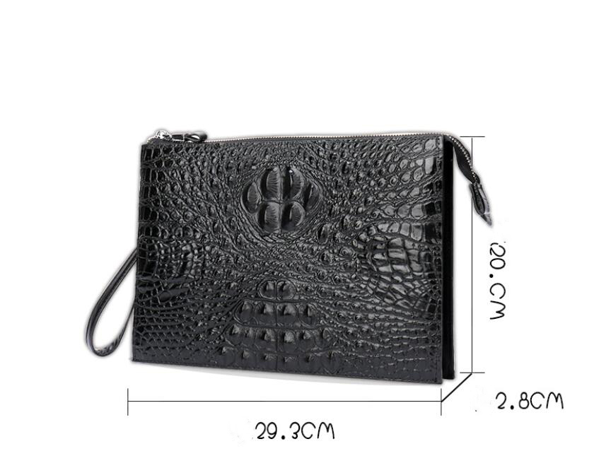 Men's Genuine Leather Underarm Bag with Zipper, Cowhide Crocodile Pattern, Men's Mobile Phone Bag - Image 5
