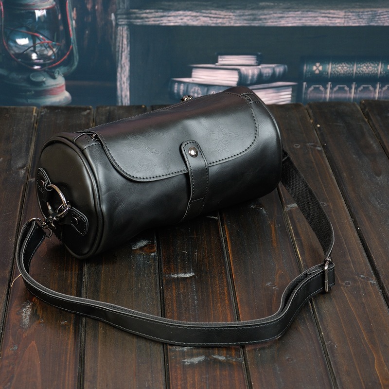Stylish Men's Single Shoulder Cylindrical Bag, Retro Trendy Personalized Creative Cylindrical Bag - Image 4