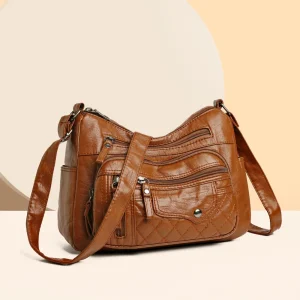 Leather Multi Pockets Adjustable Strap Shoulder Bag