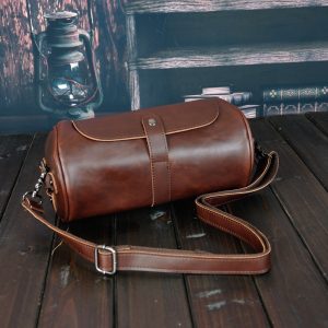 Stylish Men's Single Shoulder Cylindrical Bag, Retro Trendy Personalized Creative Cylindrical Bag